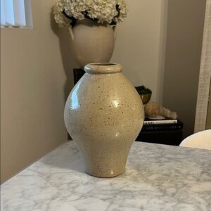 Elegant Cream/muted green target  Ceramic Vase